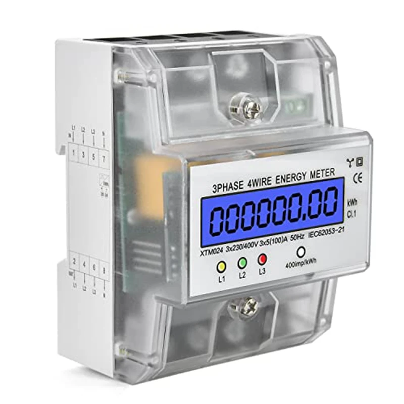 

1 Piece 3 Phase 4P Kwh Meter Energy Meter Digital Electric Power Meter Electricity Usage Monitor 230 / 400V 5-100A
