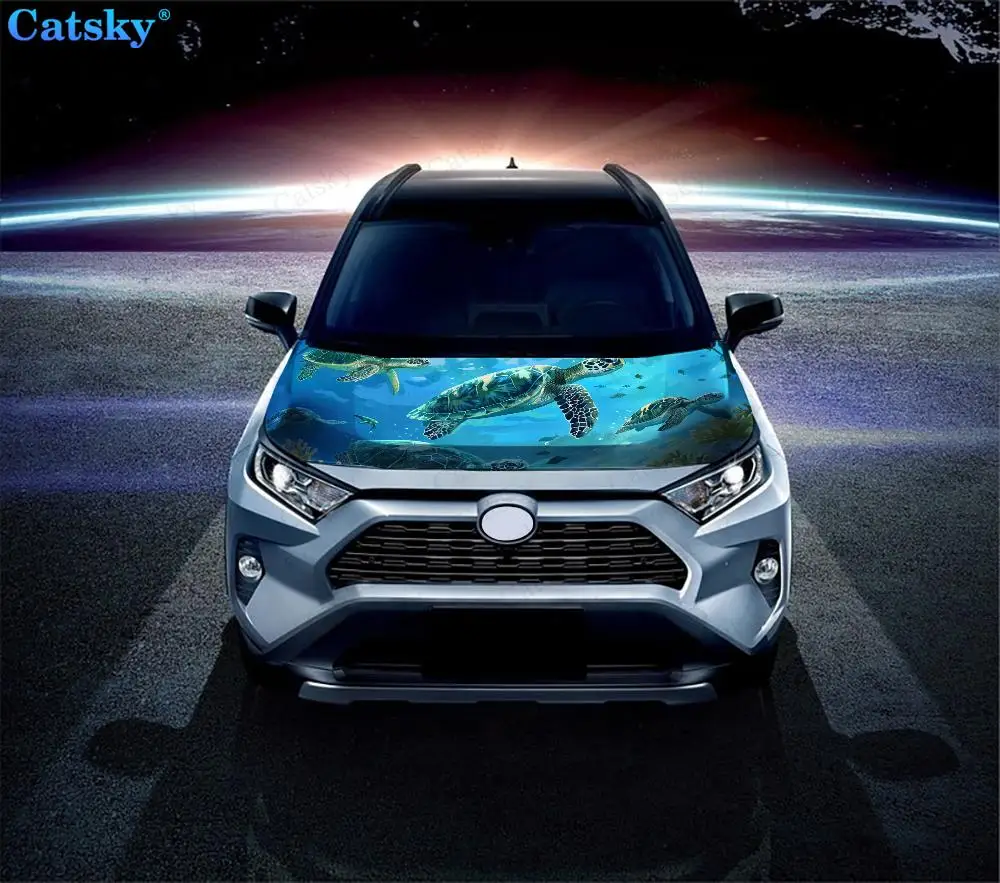 Автомобильные аксессуары Черепахи роуминга под морем наклейка на капот