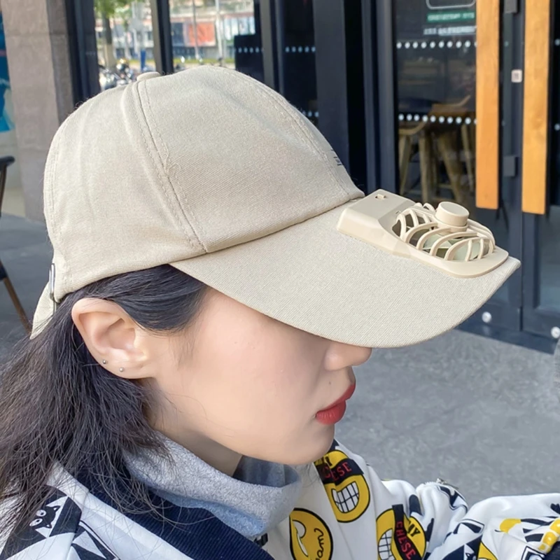 

40GC Women Men Summer USB Charging Cooling Fan Baseball Outdoor Golf Sunscreen Letters Printed 2 Speed Adjustable Peaked Hat