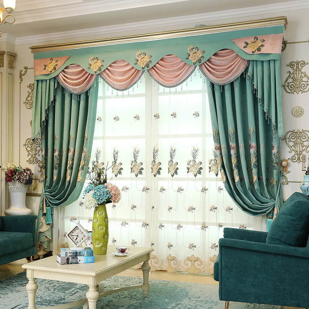 

Curtains for Living Room Dining Bedroom Curtain Fabric Nordic Schiffany Curtain Fabric Blackout Curtain Finished Customization