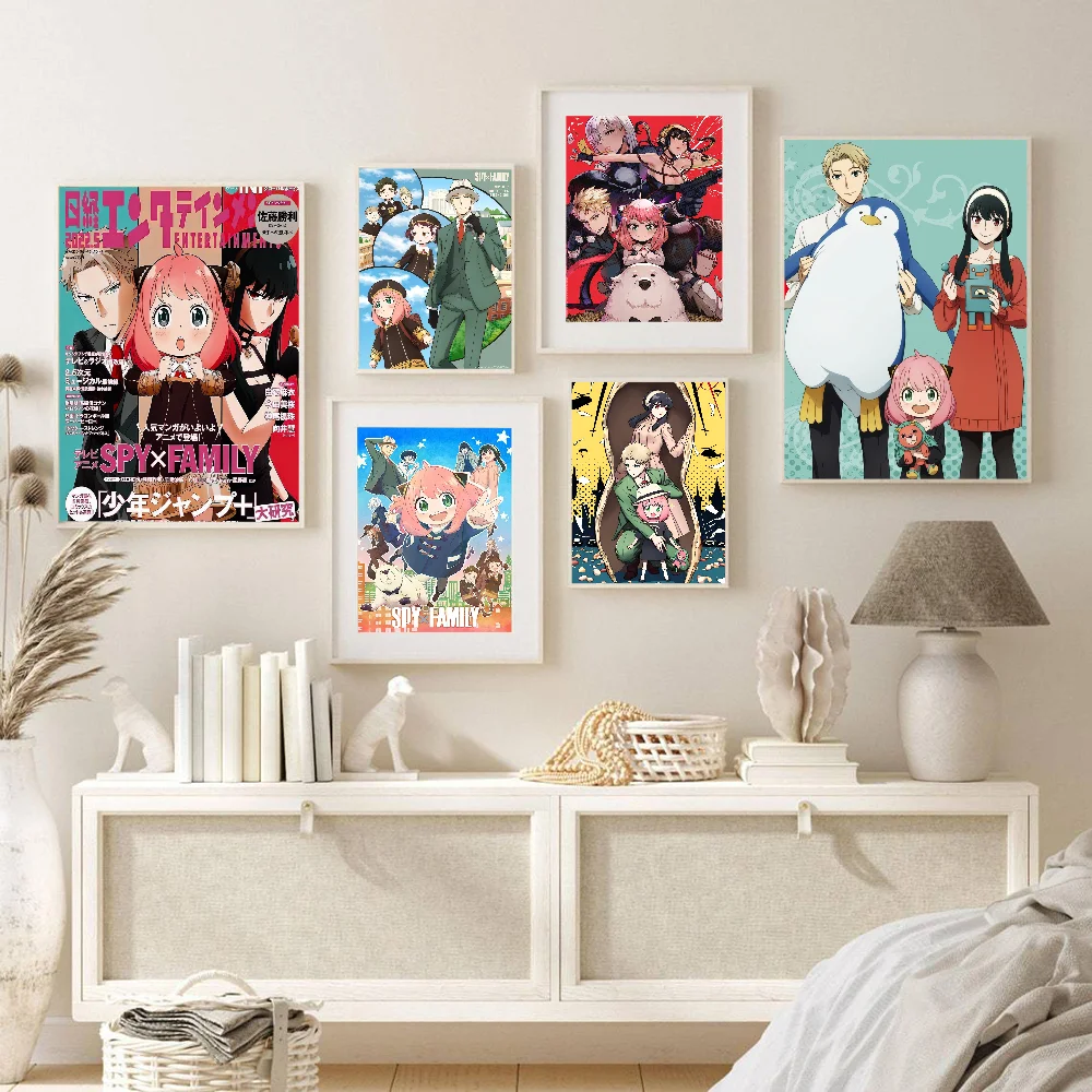 Винтажные постеры в стиле ретро с героями аниме шпионская семья