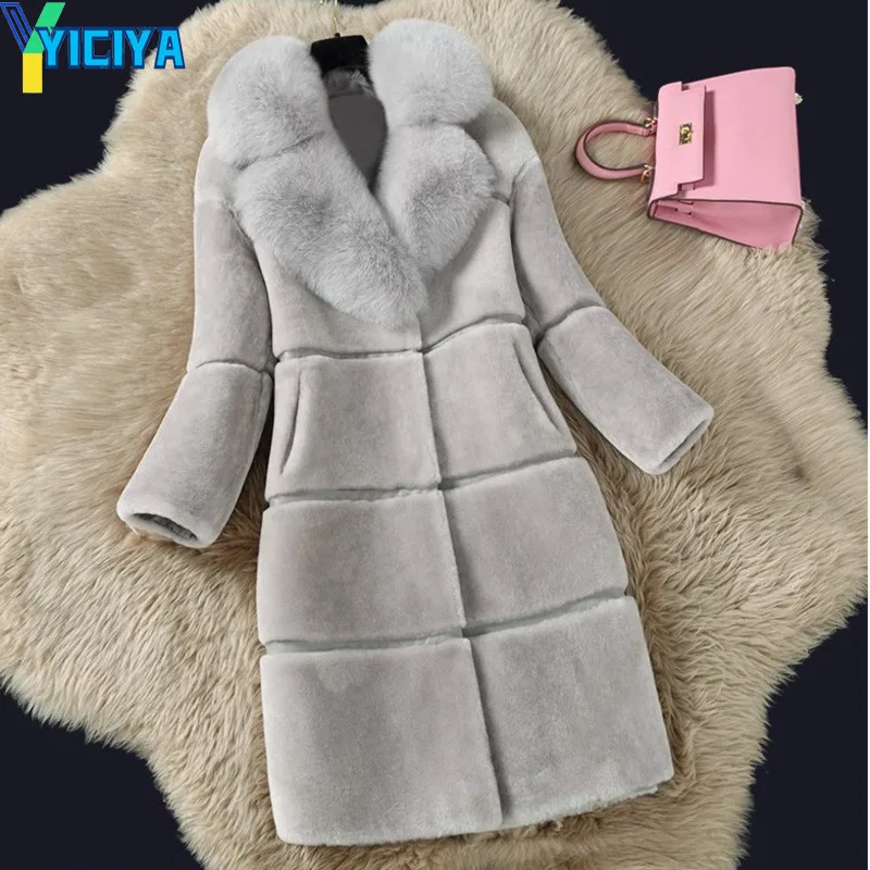 

YICIYA Winter Women Fur Collar Fur Coat Long Jackets 2022 Parkas Woman Cloth Windbreaker Trench Coats Women's Jacket Cocostly