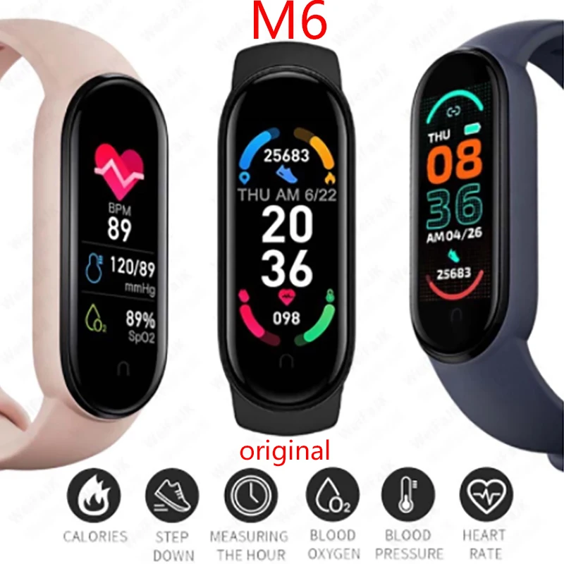 

Band 6 M6 Smartband Men Women Wristband Fit Watch Heart Rate Blood Pressure Watch Sports Bracelet Pedometer Smartwatch PK M5 y68