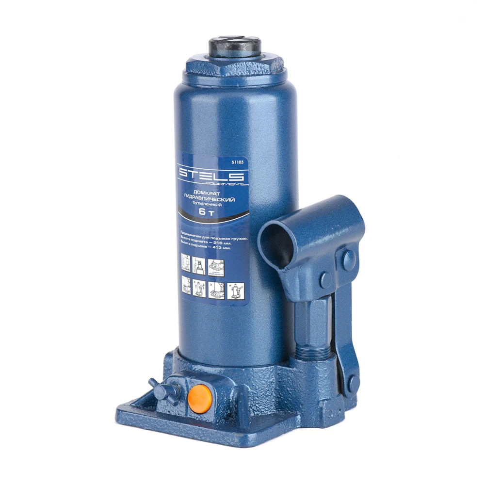 Домкрат гидравлический STELS 51103 (Грузоподъемность 6 т бутылочный высота подхвата