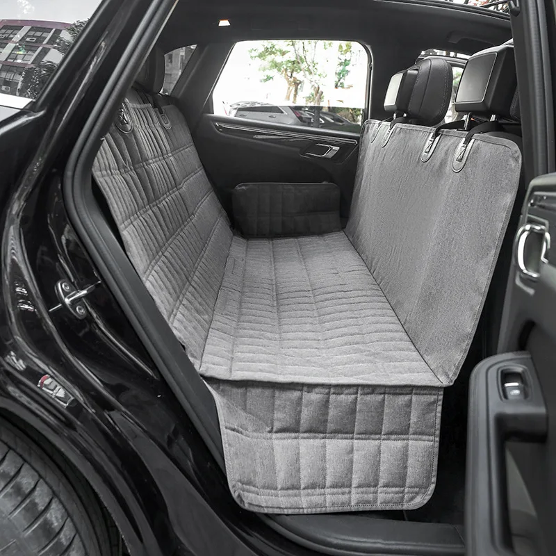 

Waterproof Anti-Dirty Car Pet Pad Gray All Season Plaid Dog Car Seat Cover Half Ear Safety Hammock Cushion Protector