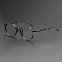 japanese handmade glasses frame retro oval round kmn113 pure titanium light men woman eyeglasses myopia reading eyewear frames