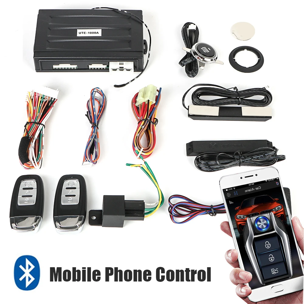 

Universal One-button Start Push Systems Smartphone Control Car Start Stop Keyless Entry System Remote Start Kit