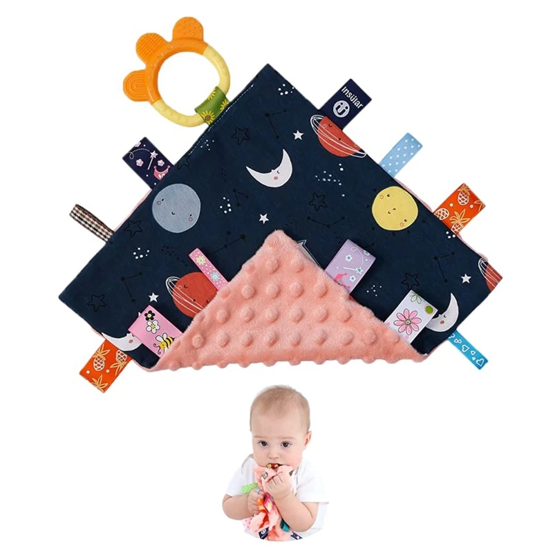 

10'' Textured Security Blanket w/ Tags Baby Teether Sensory Enlightenment Teething Toy Comfort Soothing Toy for Newborn