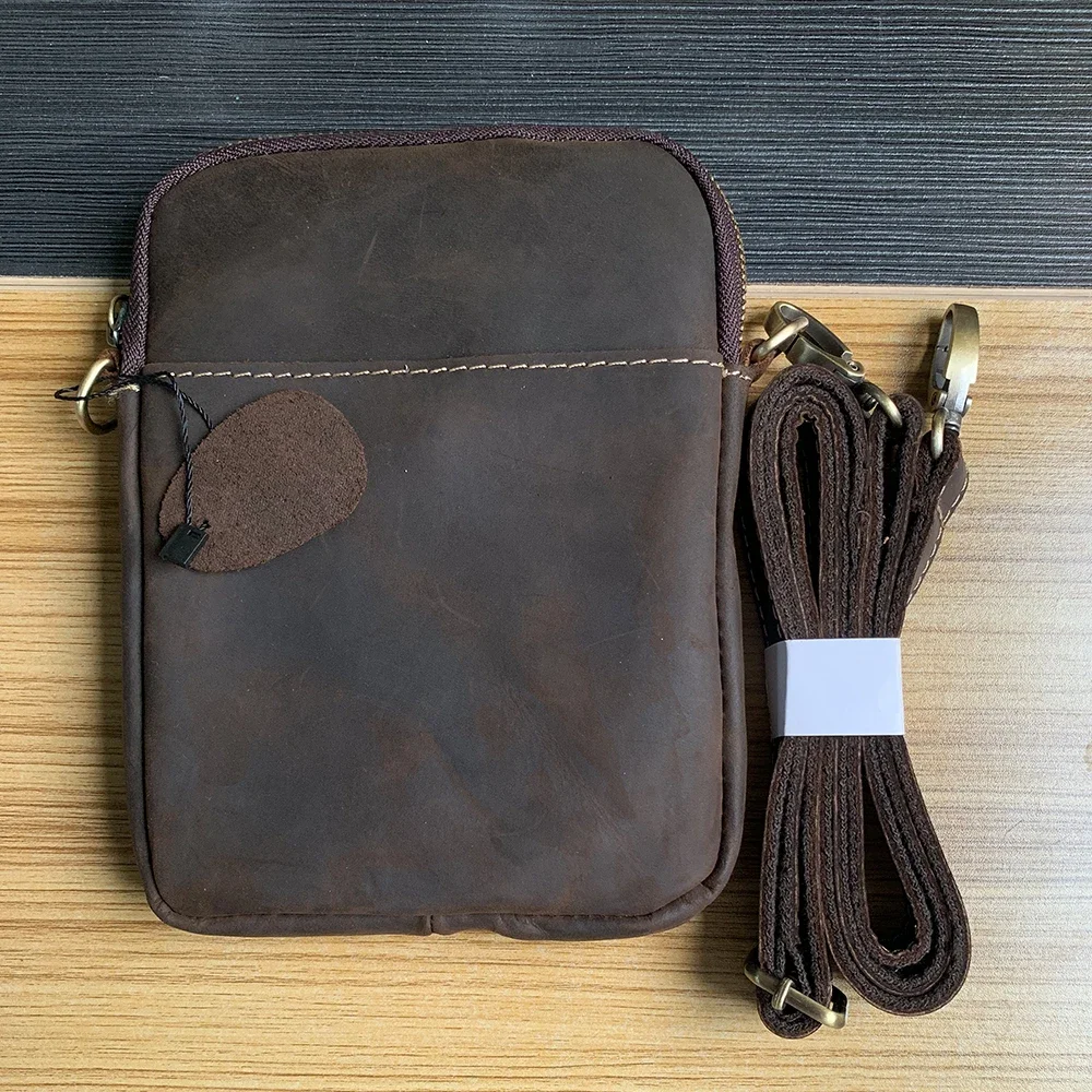 

Top Genuine Leather Phone Bag for Men Crossbody Bag Male Casual Luxury Vintage Man Bags Genuine Cow Leather Shoulder Handbags