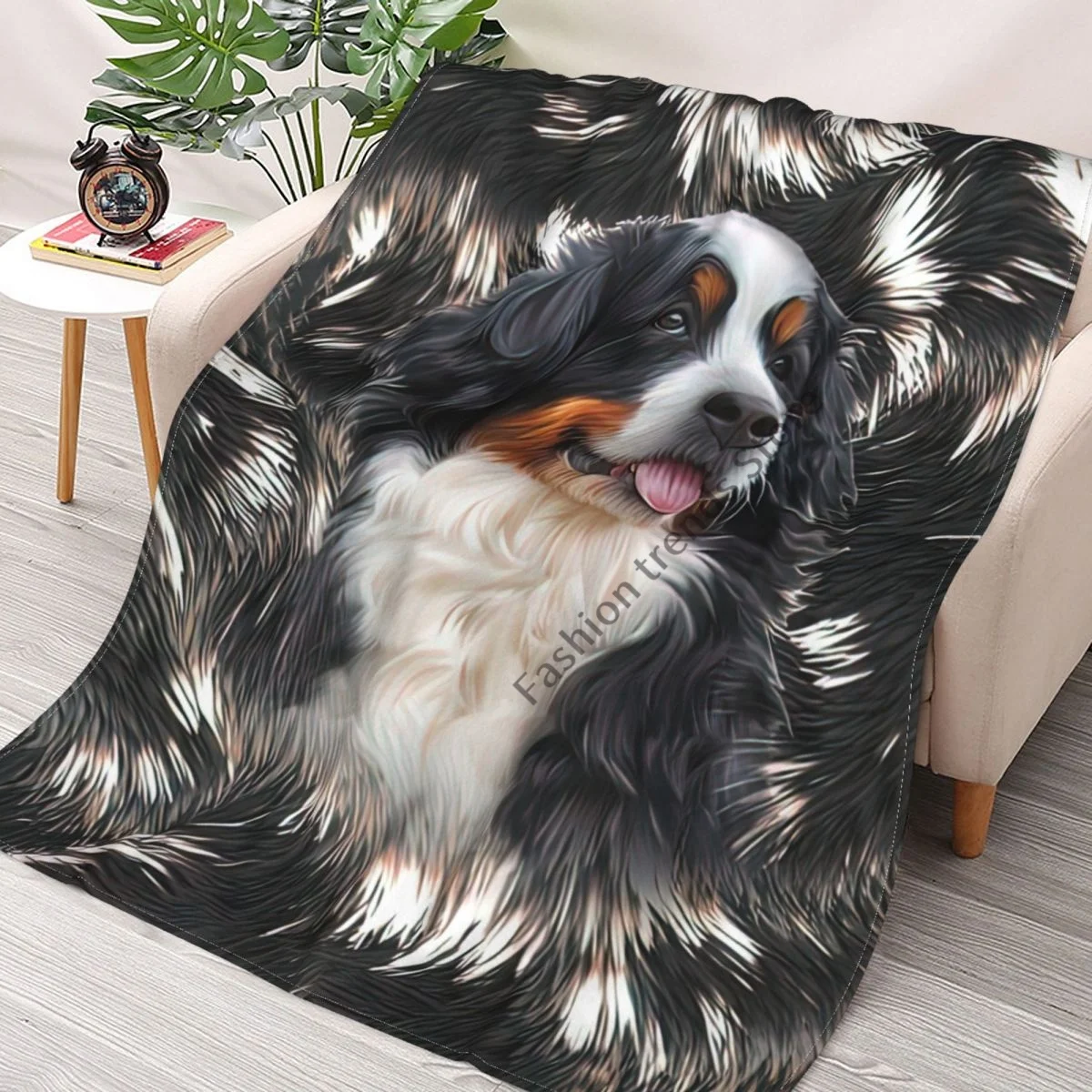 

Animals Blankets 3D Graphic Bernese Mountain Dog Double Layar Blanket Pets Printed Plush Quilt Office Nap Car Blanket
