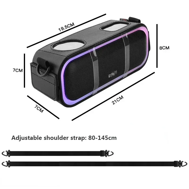 Прочный чехол из искусственной кожи со съемным нейлоновым ремешком для динамика