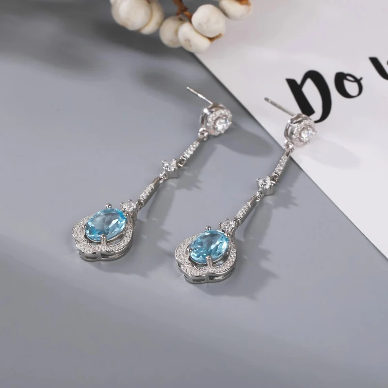 CSJ натуральная синяя серьга с топазом из стерлингового серебра 925 пробы аметист