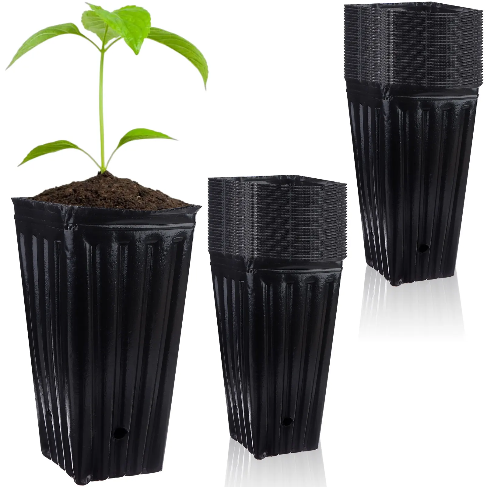 

70Pcs Tall Tree Pots Plastic Deep Nursery Treepots Tall Seedling Flower Plant Container Pots with Drainage Holes Seedling Nurser
