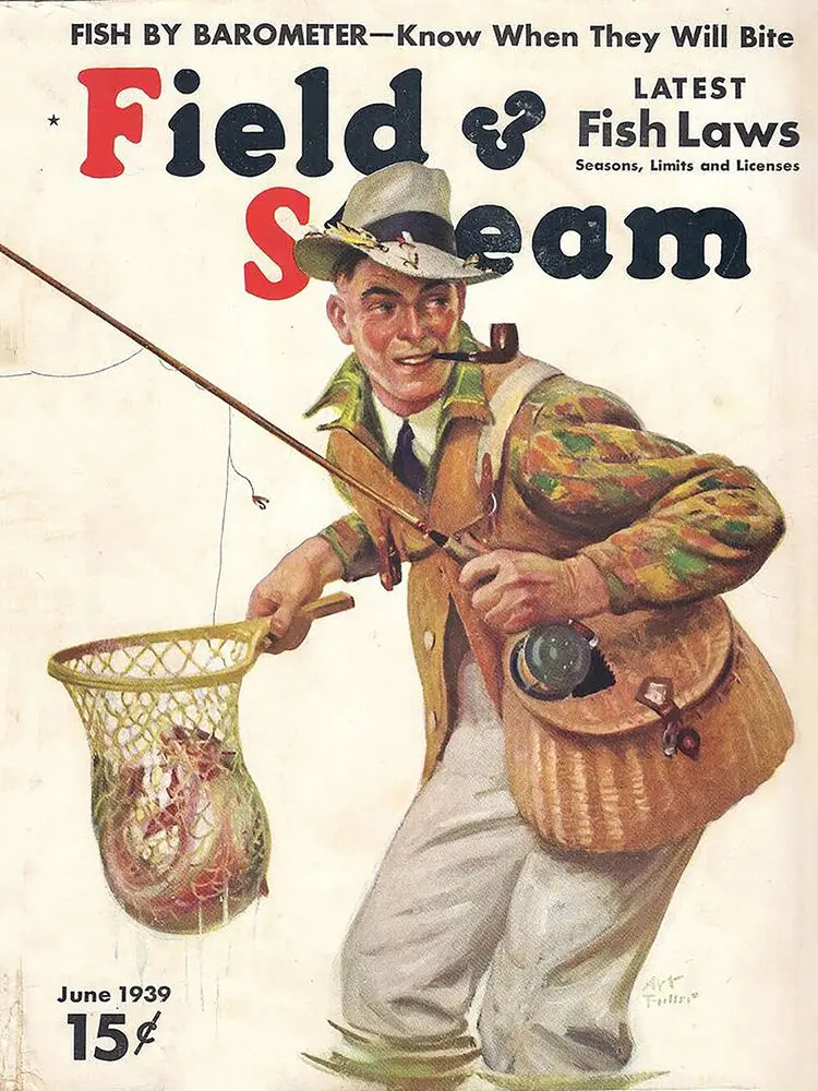 

Vintage Field and Stream 1939 magazine cover reproduction metal sign