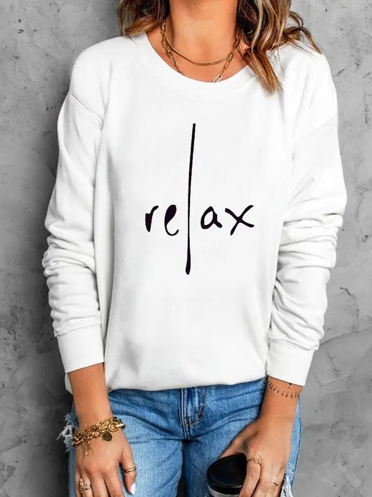 

Letter 90s Trend Style Cute Autumn Fashion Pullovers Casual Female O-neck Clothing Women Fall Spring Graphic Sweatshirts