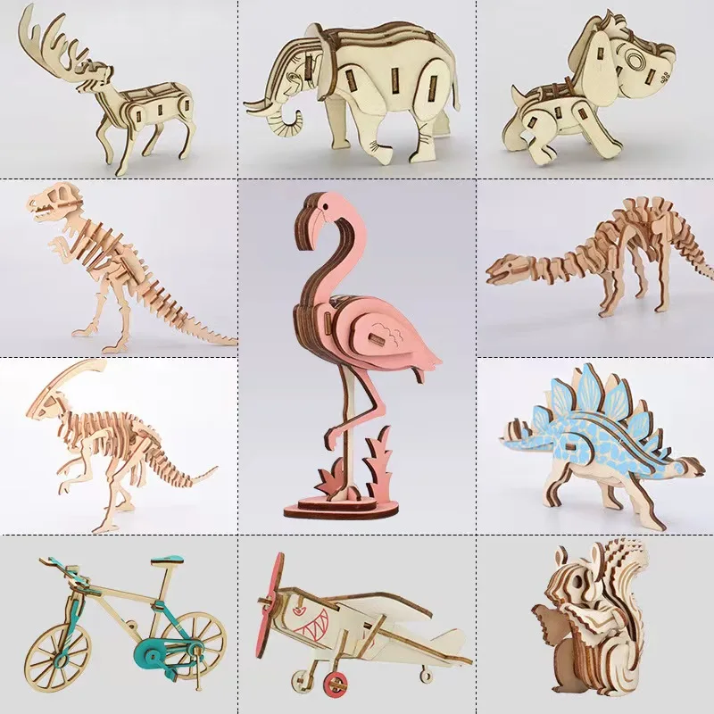 

Wooden Dinosaur Model Building Kits DIY 3D Mini Wooden Bicycle Model Toys for Children Kids Handcraft Accessories Assembly Kit