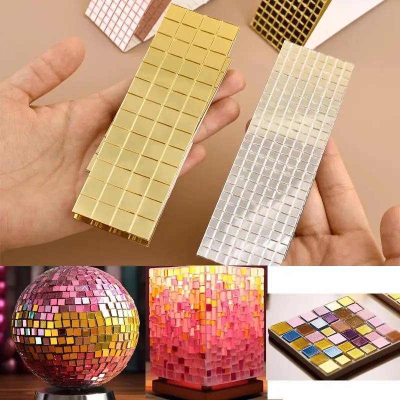 Самоклеящаяся мозаика из настоящего стекла, миниатюрные квадратные зеркала, плитка, наклейки для ванной, сделай сам, ремесло, украшение для дома