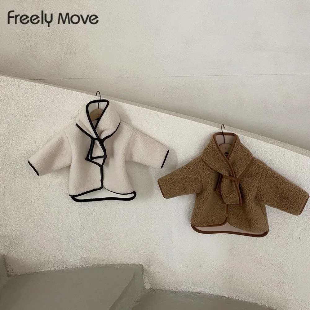 

Freely Move 2022 New Children Lambswool Coat Baby O-neck Thicken Warm Jacket Girls Overcoat Winter Kids girls Casual Outwear