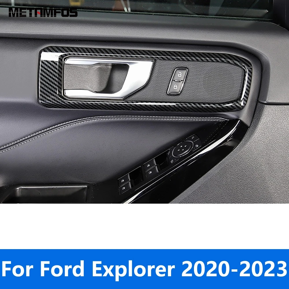 

Внутренняя дверная ручка, крышка чаши, панель, отделка для Ford Explorer 2020-2022 2023, украшение из углеродного волокна, рамка, аксессуары, Стайлинг автомобиля