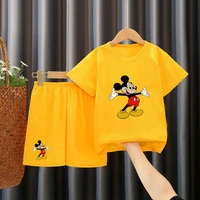childrens suit 2 piece set baby boy summer new style mickey mouse cartoon pattern baby boy t shirt pants girl minnie set
