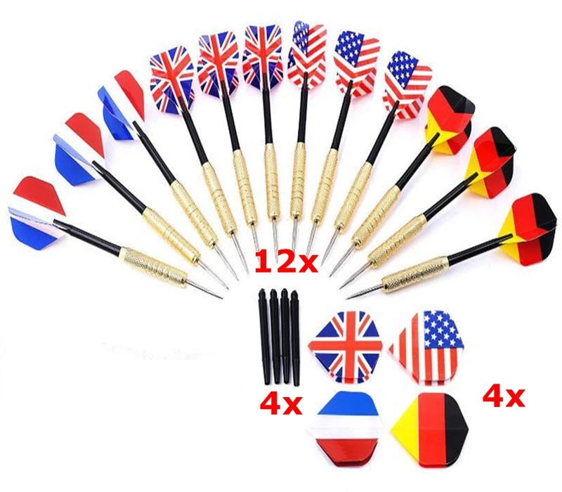 12Pcs Steel Tip Darts&4 Soft Tips Professional Electronic Dartboard Needle Replacement For Electronic Dart With Brass Dart Shaft