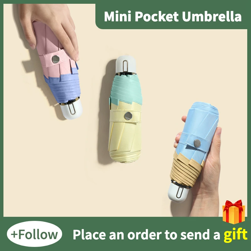 

5 Folding Mini Portable Pocket Umbrella for Women 6/8 Bone UV Sunshade Small Sunny and Rainy Umbrellas Paraguas Guarda Chuva