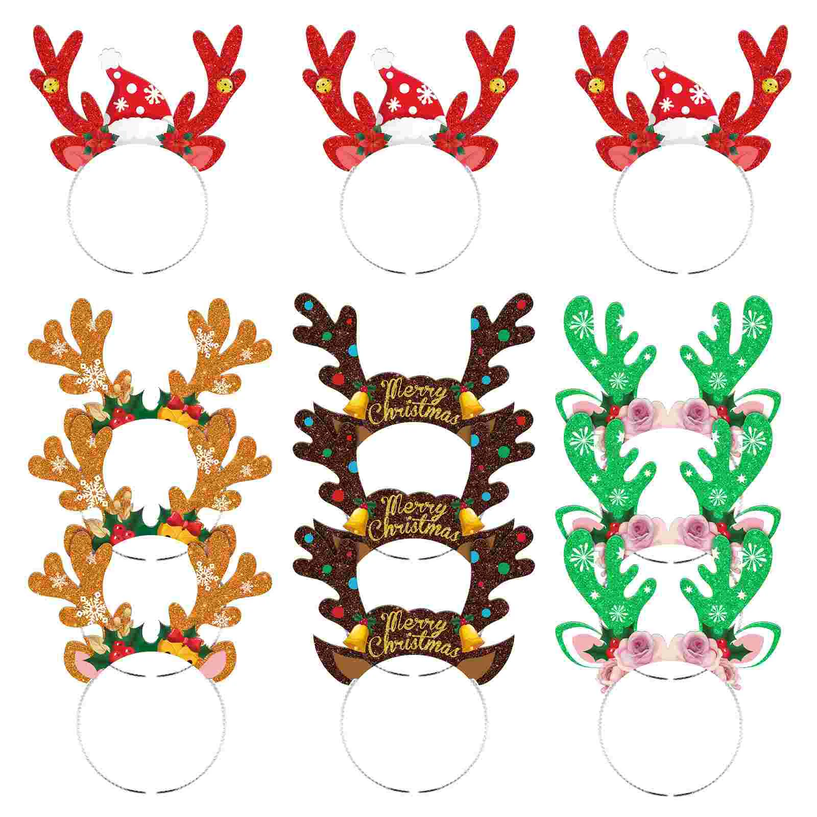 

ABOOFAN Christmas Reindeer Antlers Headbands Merry Christmas Hair Hoops Party Decor Headdress Photo Props Xmas Accessory