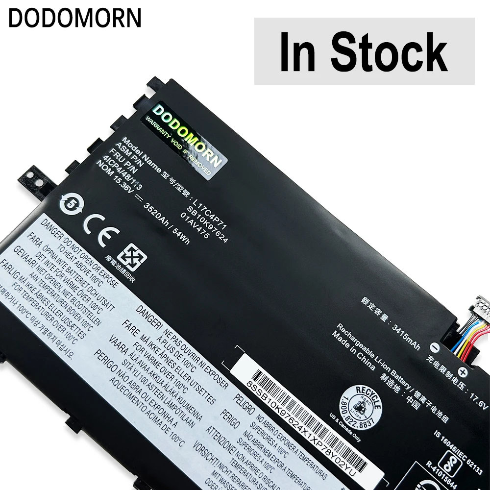 DODOMORN 100% новый аккумулятор для ноутбука L17C4P71 L17M4P71 Lenovo ThinkPad X1 YOGA GEN 3 2018 01AV475 SB10K97623