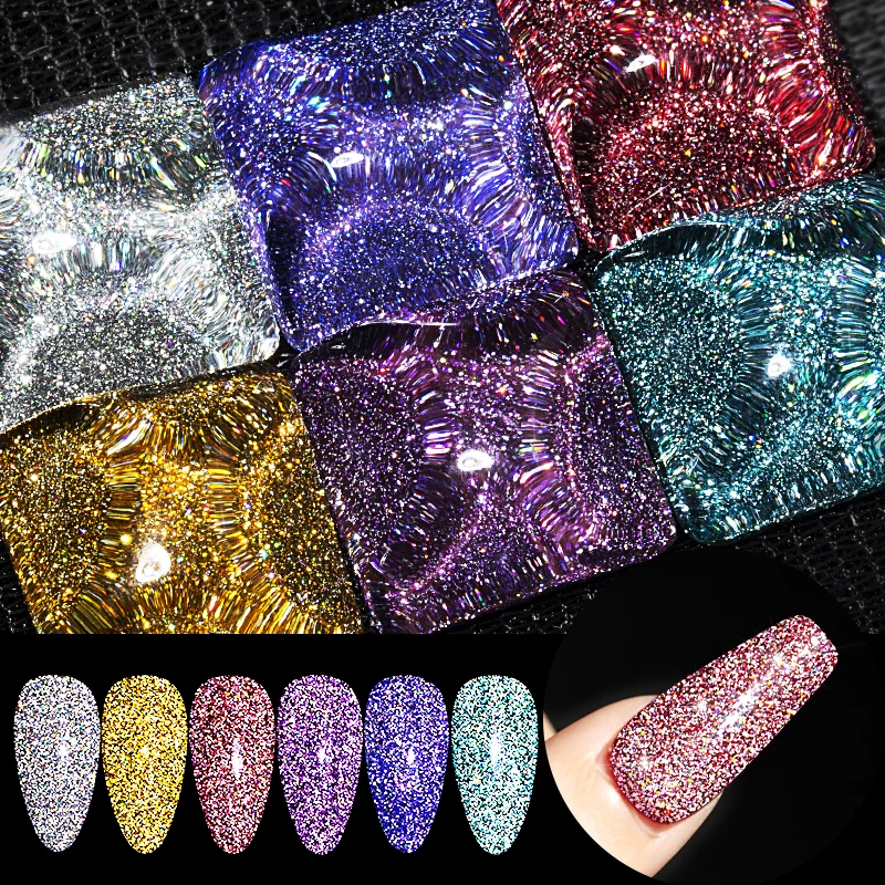 

BOZLIN 7.3ml Reflective Colorful Glitter Laser Gel Nail Polish Effect Sparkling Vernish Semi Permanent UV Gel Hybird Nail Art