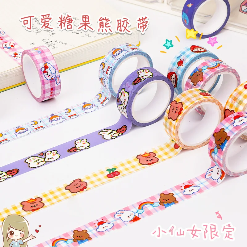 

Cartoon Bear Washi Tape Cute Girl Heart DIY Handbook Material Decoration Colorful Sticker 5 Meters Kawaii Stationery Stickers