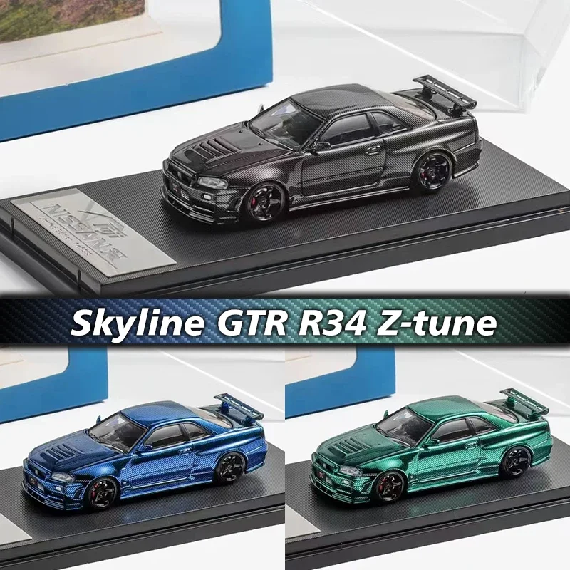 FUJI 1:64 Skyline GTR R34 Z Tune Carbon Chrome литая под давлением диорама модель автомобиля