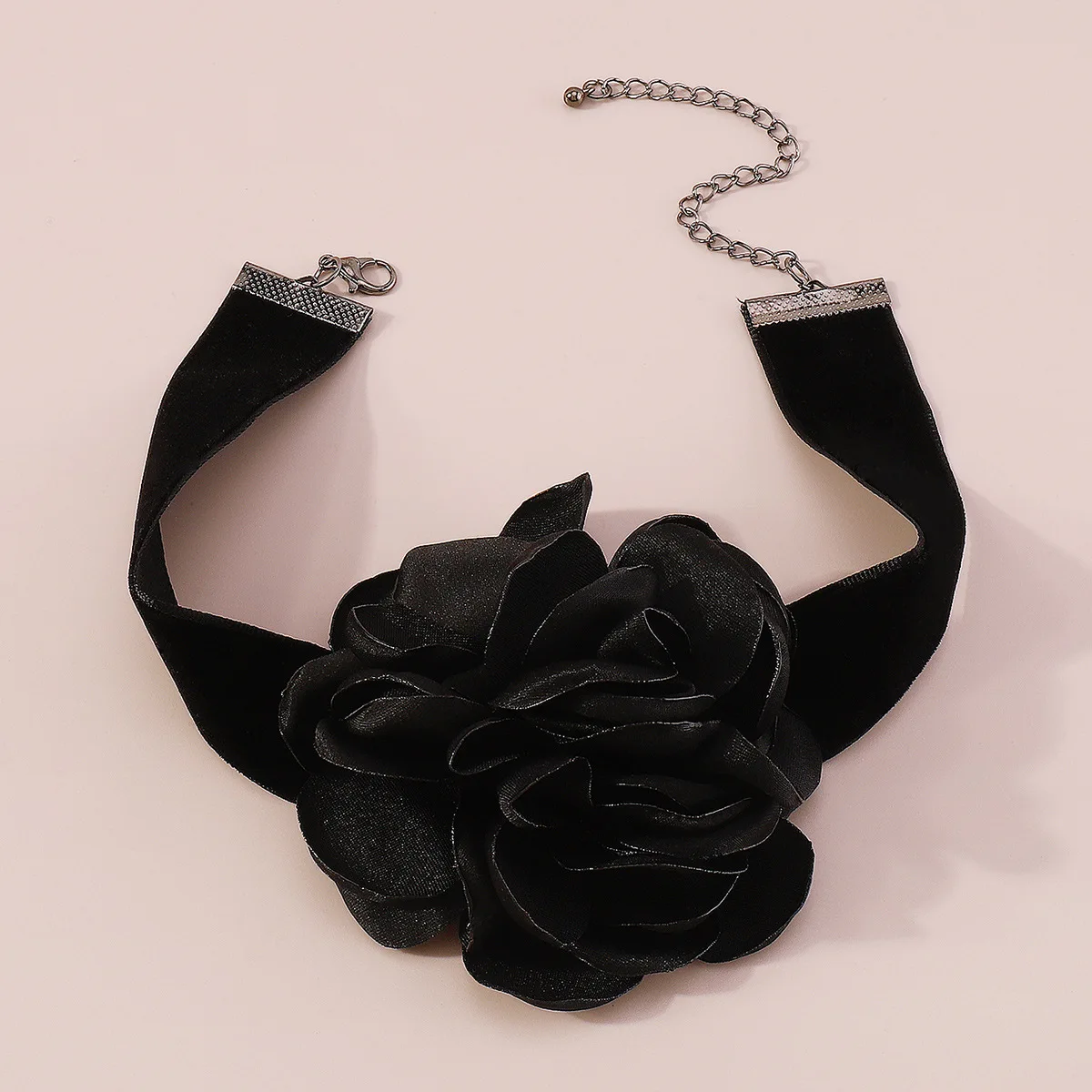 Big Flower Chokers Necklace Large Fashion Women's Black Velvet Ribbon Chocker Elegant Chunky  Statement Jewelry