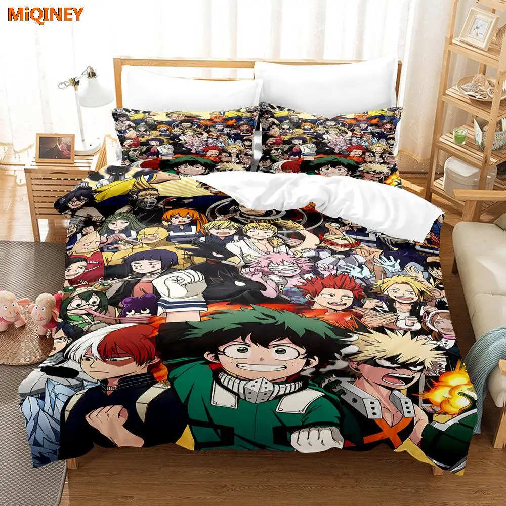 Комплект постельного белья MiQINEY Midoriya Izuku с 3d пододеяльником и принтом из аниме Моя