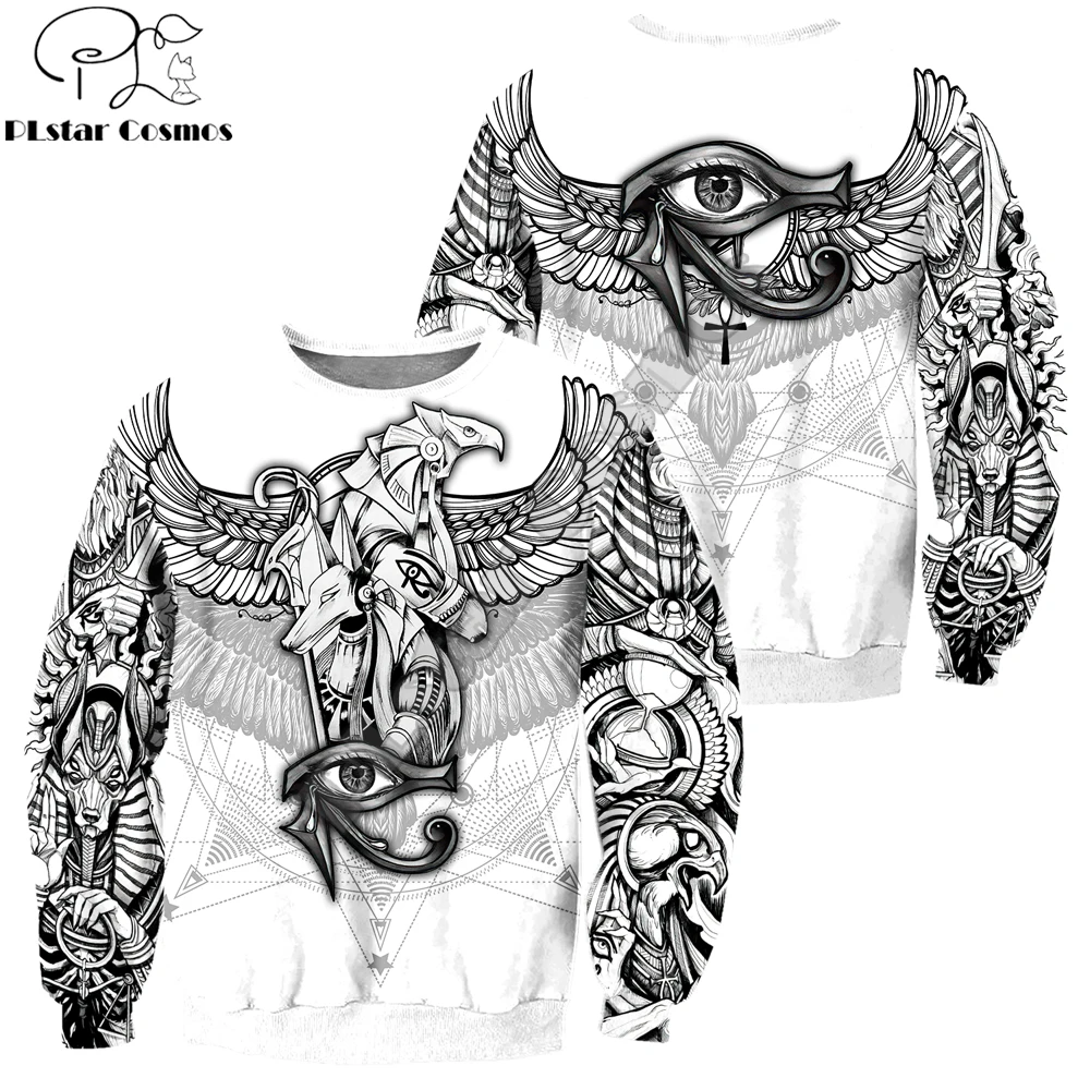 

Egyptian Gods Ancient Tattoo white 3D All Over Printed Mens Sweatshirt autumn Unisex Casual crew neck long sleeve pullover TDD20