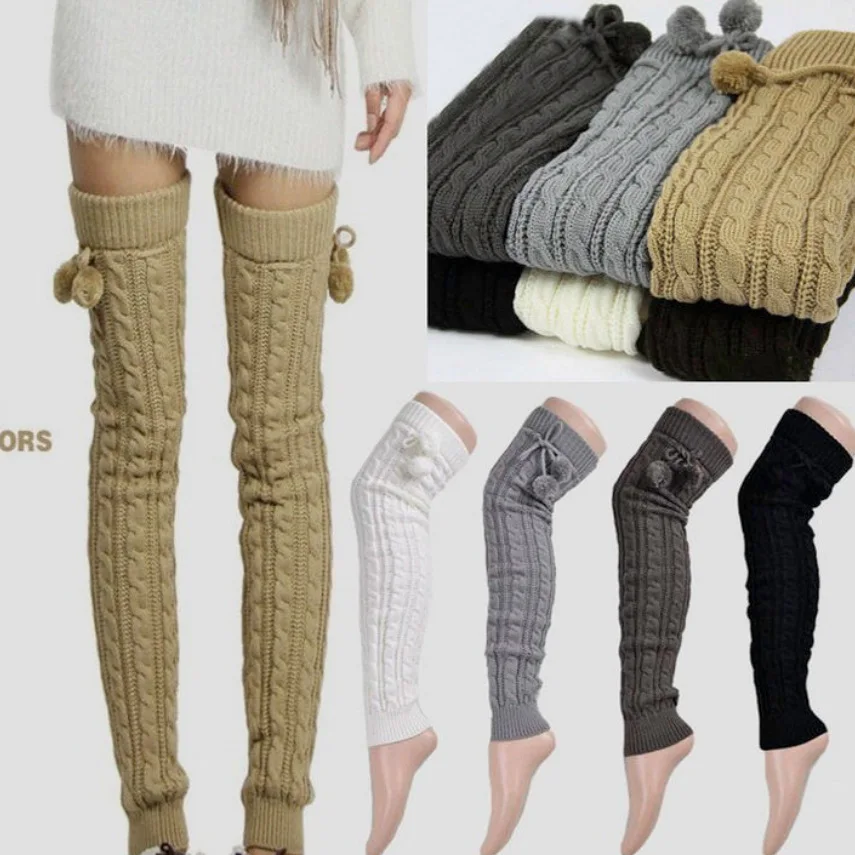Новинка женский осенне-зимний теплый шерстяной комплект чулок носки выше колена