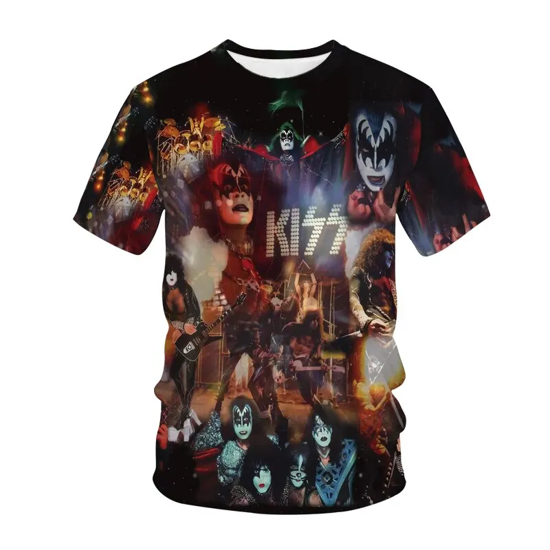 

Summer Unisex Hip Hop Harajuku Fashion Oversized Boys Girls Tees Tops Clothes Kiss Band T-shirts 3d Women Men Printed T Shirt