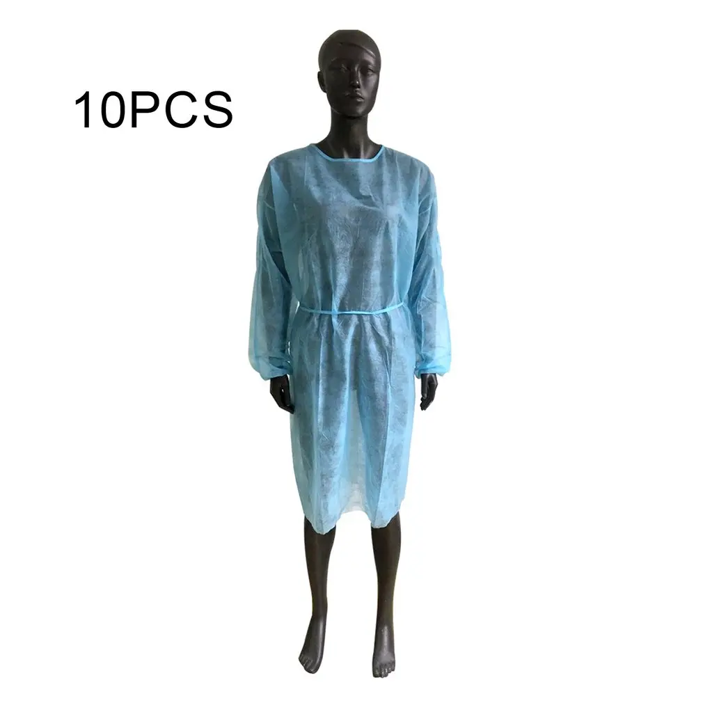 

10 PCS Disposable Non woven Gown Thin and Light Breathable Clothes One-time Aprons Clothing Garment For Tattoo