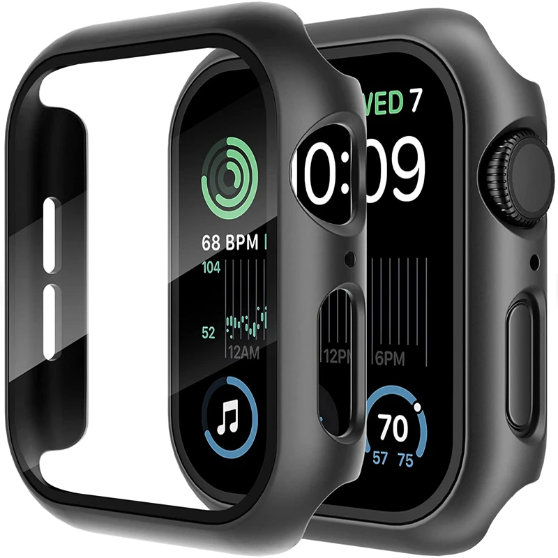 Vetro + copertura per custodia Apple Watch 9 8 7 6 SE 5 iWatch Accessorie protezione schermo Apple watch serie 44mm 40mm 41mm 45mm 42mm 38mm