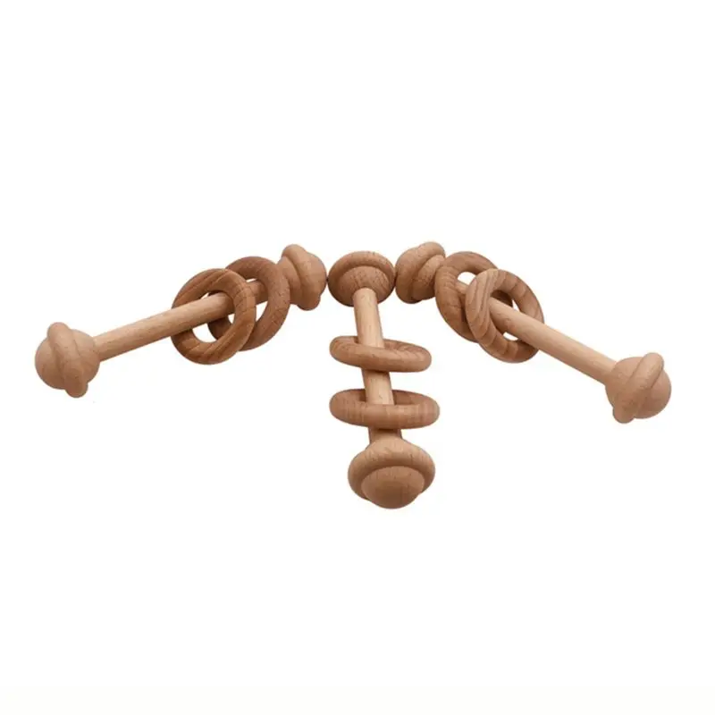 

Interactive Wooden Teether Baby Hand Bell Crib Toy Rattle Teething Toy Early Learning Toy for Infant Crib Accessories