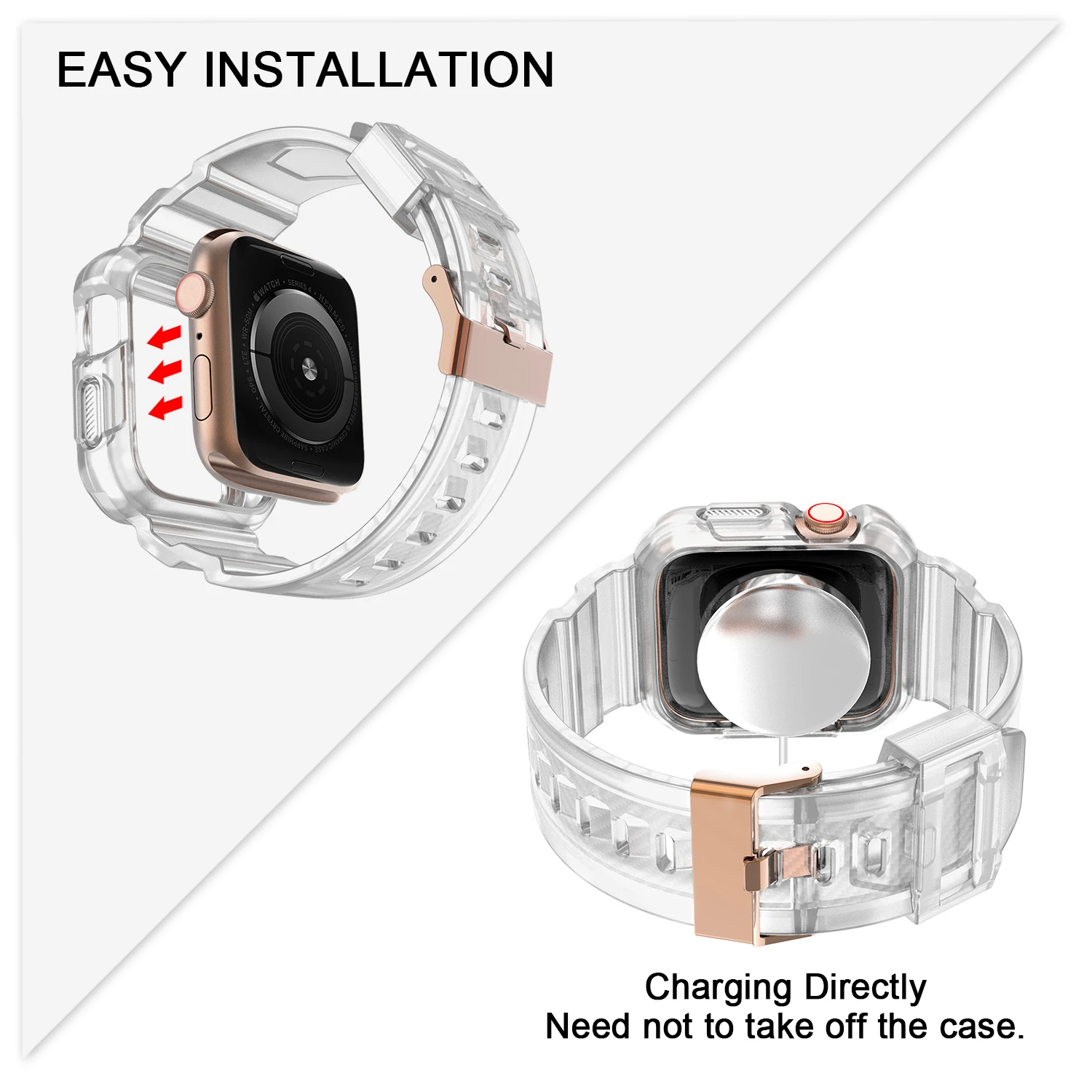Фото Чехол+ремешок для Apple Watch 45 мм, 44 мм, 49 мм, 41 мм, 40 мм, 38 мм, 42 мм, TPU-браслет, чехол для ремешка, для Iwatch Series 9, 8, 3, 6, SE, 7, Ultra №5