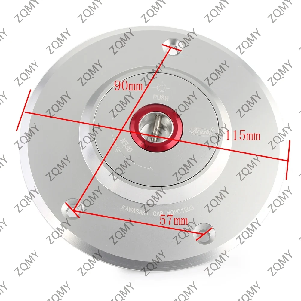 CNC Motorcycle Fuel Filler Cover Gas Tank Cap with Key For Kawasaki Z750 Z1000 ZX9R ZCX6R ZX10R ZRX1200 ZZR 600