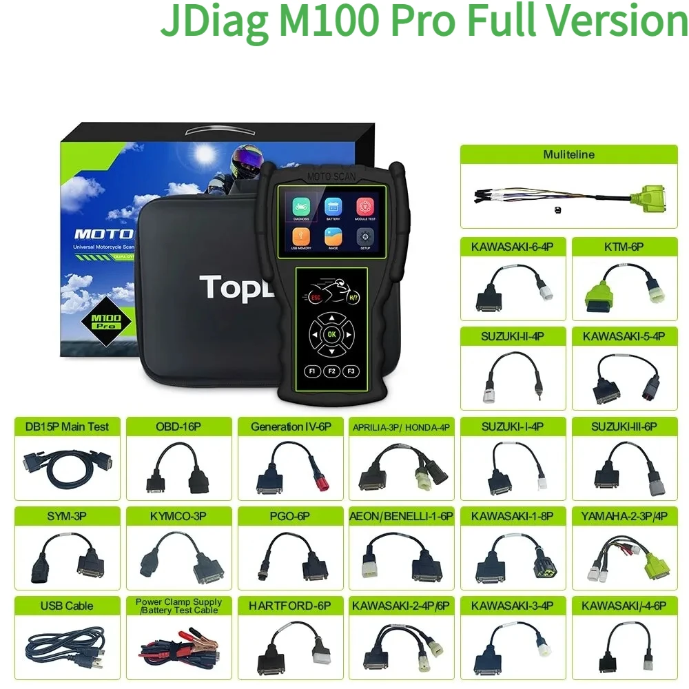 

OBD2 Original for JDiag M100 Pro Motorcycle Scanner Fault Motorbike Code Reader for BMW Kawasaki Yamaha KTM Etc Diagnostic Tool