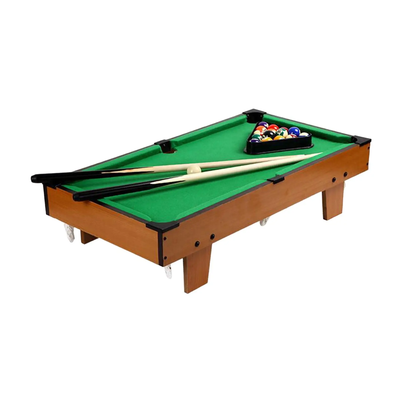 

Portable Pool Table Set 15 Colorful Balls, 1 Cue Ball Chalk, Triangle Wooden