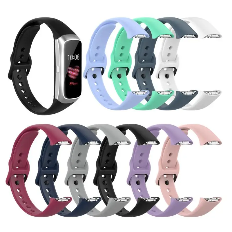 

Strap For Samsung Galaxy Fit SM-R370 Silicone Black Buckle Watchband Steel Shrapnel For Samsung Replacement Wrist Straps