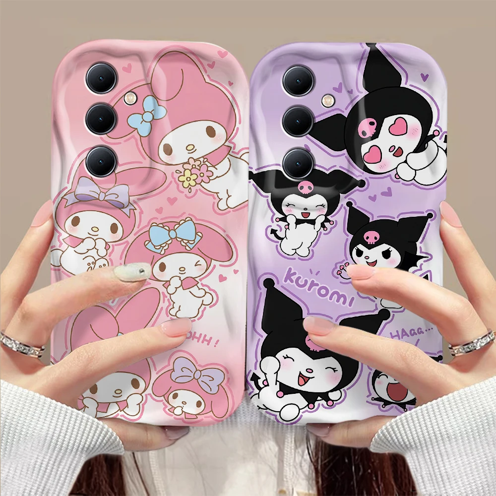 Мультипликационная картинка Kuromi My Melody похвалка 3D волна для OPPO Realme 12 10 9 8 7 7i 6 5 Pro Plus