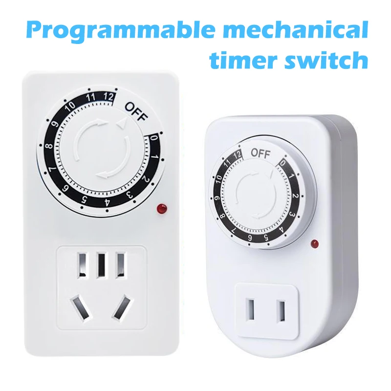 

Циклический таймер на 12 часов, кухонный таймер, универсальная розетка с таймером, механический таймер на 2500 В переменного тока, 5/2 Вт, 10 А, отв...