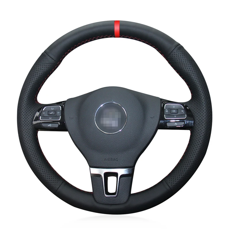 

Black PU Artificial Leather Car Steering Wheel Cover for Volkswagen VW Gol Tiguan Passat B7 Passat CC Touran Jetta Mk6