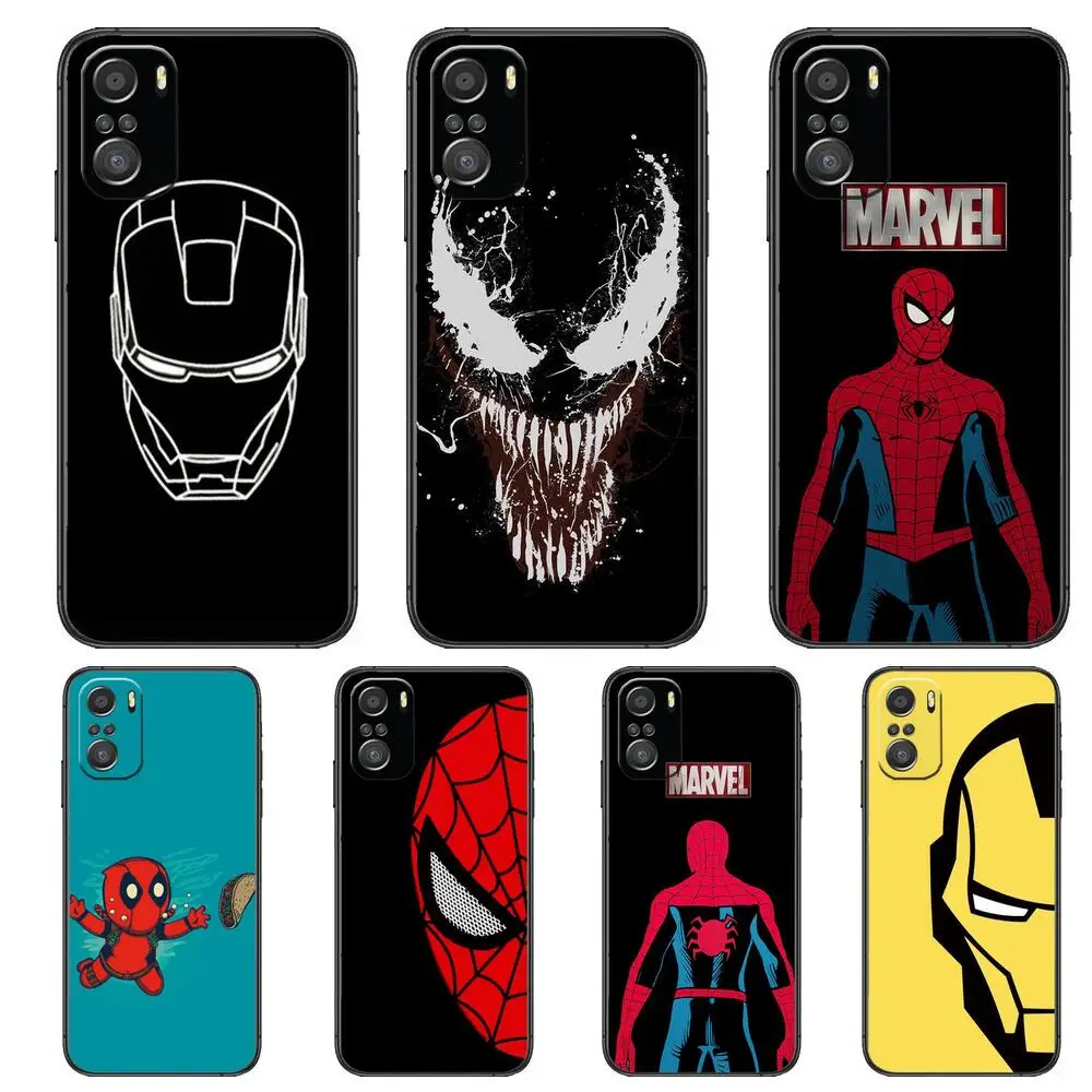 

Spiderman iron Man Marvel Phone Case For xiaomi mi 11 Lite pro Ultra 10s 9 8 MIX 4 FOLD 10T 5g Black Cover Silicone Back Prett