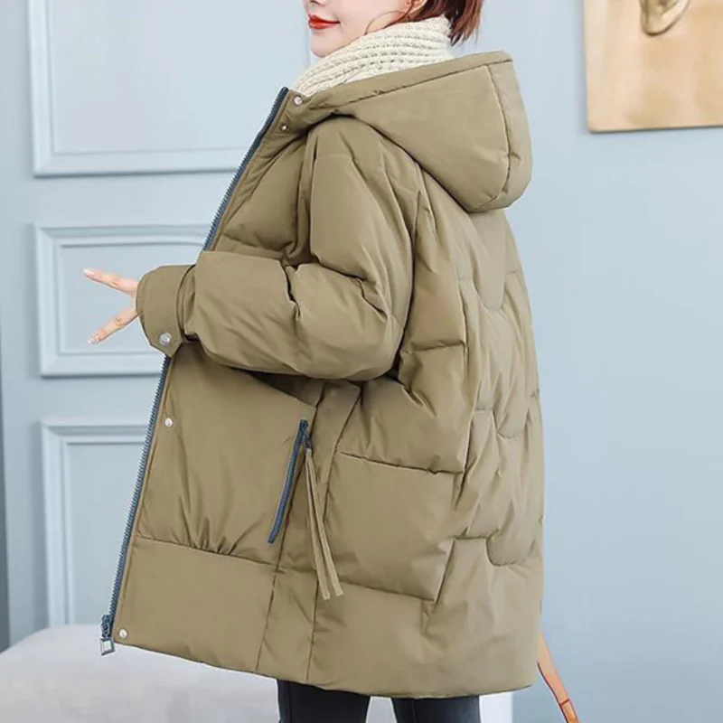 Women's Parkas Hooded Overcoat Casual Long Coat Cotton Padded Parka Warm Female Jackets Outwear Plus Size 2023 New Winter Jacket