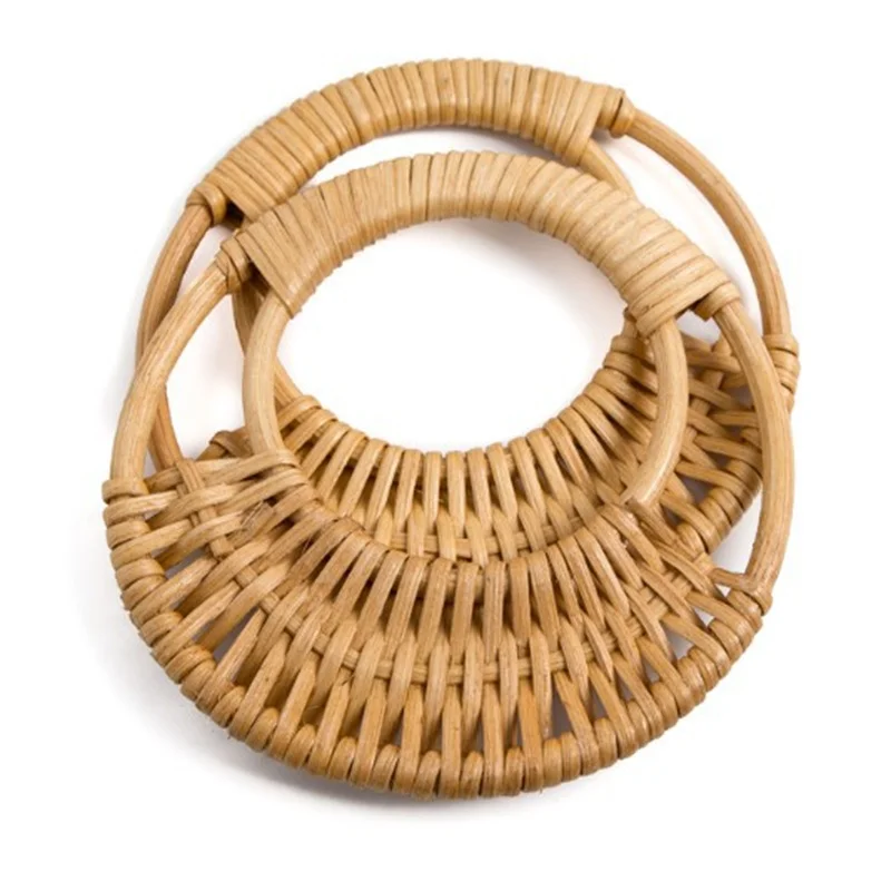 

Rattan Handle Bag Handle Raw Materials Rattan Loop Hand Patchwork Bag Knitting Crochet Handbag Accessories Bamboo Ring Handle